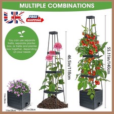 4-Tier Wooden Grain Tomato Planter Box Climbing Trellis Brand New