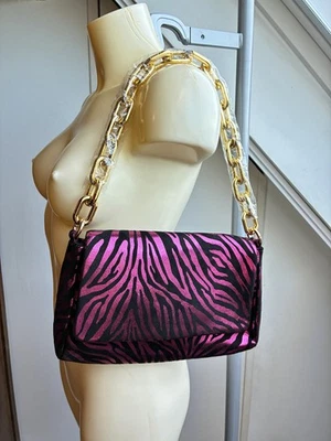 Sac zébré noir rose métallique 2 bandoulières - Neuf - Photo 1/4