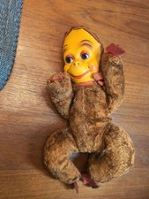 Vintage 14" Rubber Face Plush Monkey Doll Decorative Antique Piece