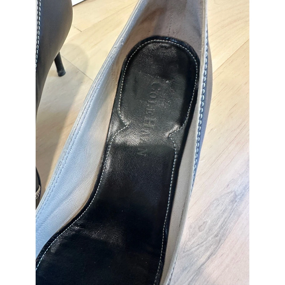 Zapatos de tacón de cuero para mujer negros talla 8 era y2k Cole Haan clásicos Foto 3 de 4