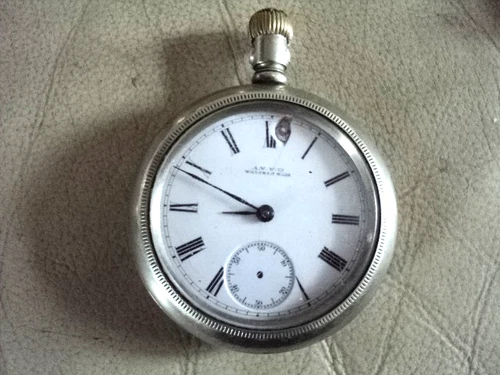 ANTIQUE A.W. Co. Waltham Mass Men's Pocket Watch Not Working SPARE -REPAIR