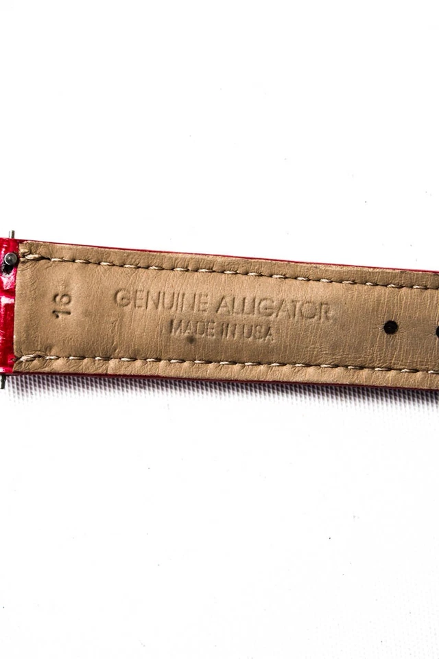 Correa de reloj Michele para mujer rosa cocodrilo tono plata hebilla dos piezas 16 mm Foto 3 de 4