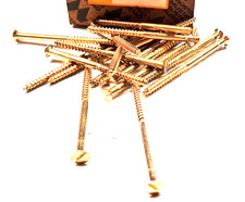 Vite per Legno a Spacco Italiano Testa Piana in OTTONE mm. 5x70 Pz. 100 MUSTAD