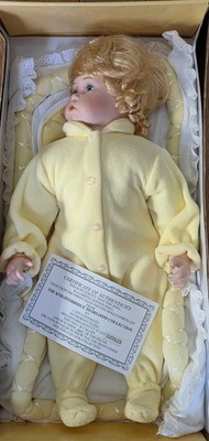 THE KNIGHTSBRIDGE COLLECTION PORZELLAN PUPPEN ''KUSCHELN'' BABY & MATT VINTAGE 1990