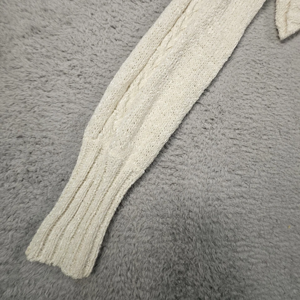 Bebe Shrug Cropped Cardigan Womens L Ivory Ribbed Y2K 90s Club Designer Sweater - Image 4 of 4