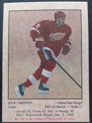 2002 - 2003 ITG Parkhurst Igor Larionov Retro Mini Red Wings Hockey Card
