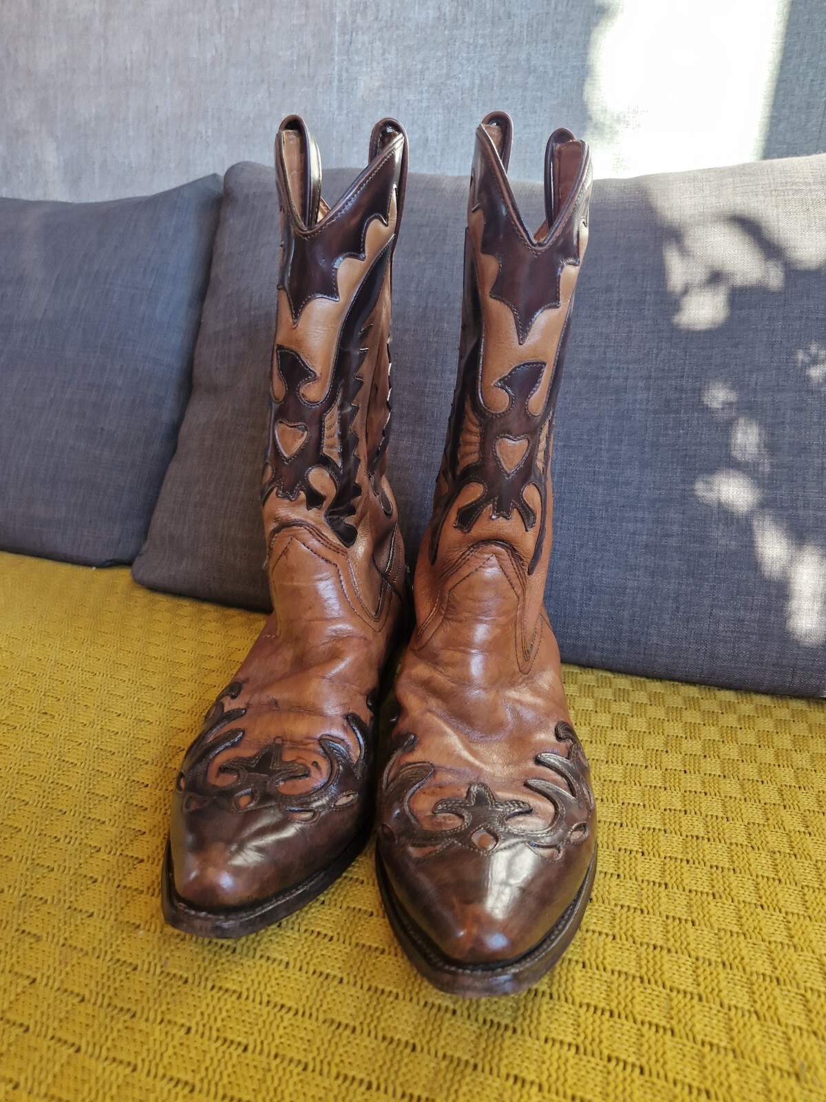 LOBLAN VINTAGE REAL LEATHER MENS BROWN COWBOY BOOTS HIGH ANKLE UK 11 eBay