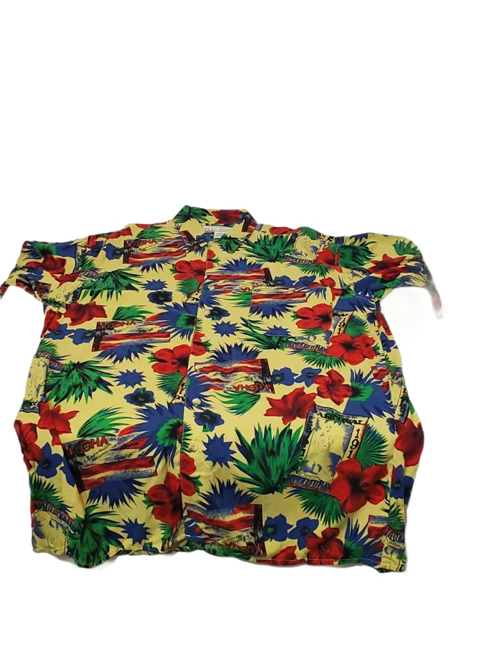 M.E. Camisa deportiva para hombre LT 100 % rayón colorida estilo hawaiano manga corta Foto 4 de 4