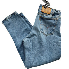 1996 Levi's 550 Orange Tab Fit 31x29 Relaxed Fit Tapered Leg Blue Denim Jeans