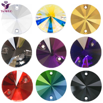 3200 Colorful  Rivoli round shape crystal glass sew on rhinestone Sewing Beads
