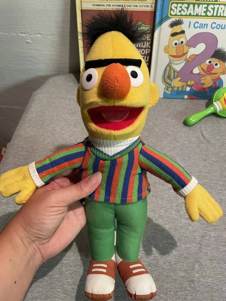 Vintage Sesame Street Bert & Ernie Baby Rattle, 2003 Plush Bert, Two Books HC - Image 4 of 4