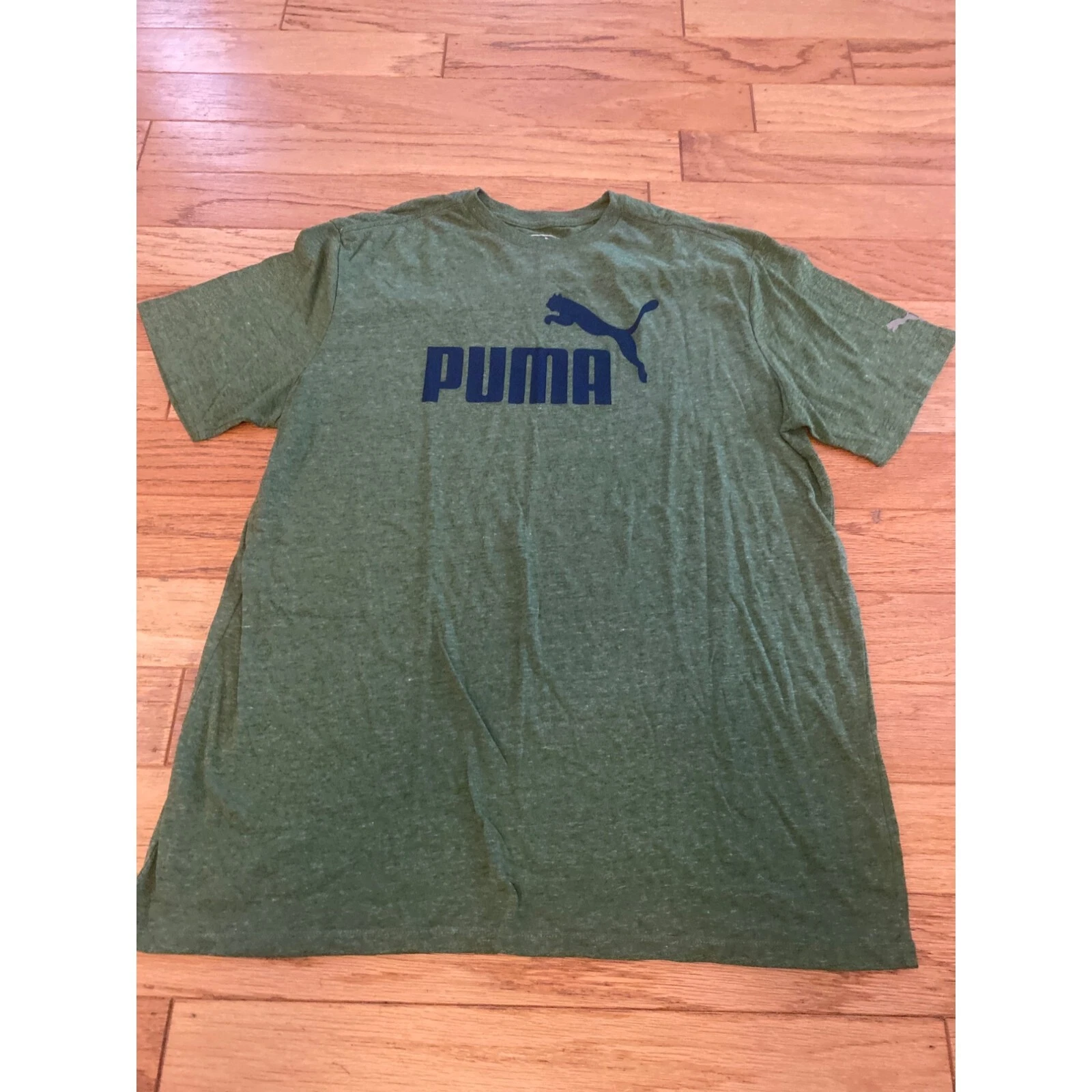Puma, men's athletic green, crew neck short sleeve casual t-shirt size large