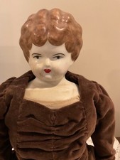 Antique German China Head Doll, Cloth Body, Vintage clothes, blonde, Doll 18
