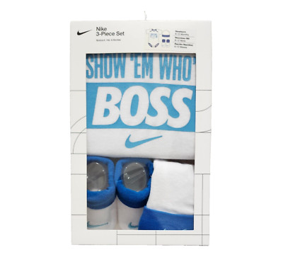Nike Baby Infant Show 'Em Who's Boss 3-Piece Hat, Socks, Bodysuit Set 6-12 Mo