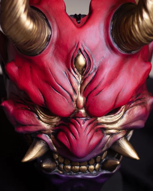 Shuten-dōji Oni Mask – Japanese Demon Cosplay Mask – Red Oni Yokai - Image 2 of 4