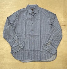 Michael Kors Mens Shirt XL Blue Striped Long Sleeve