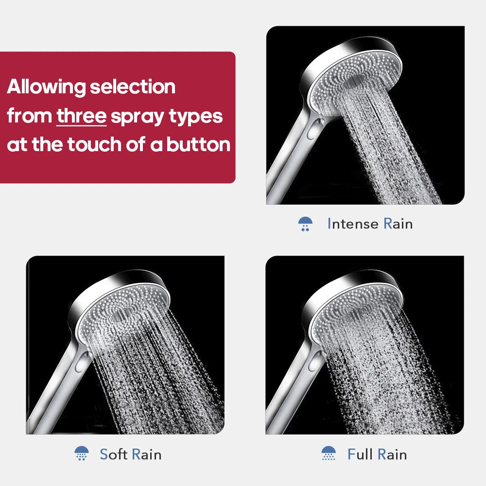 Decaura Luxury Large Handheld Shower Head with Hose 3-Mode Rainfall H-Pressure