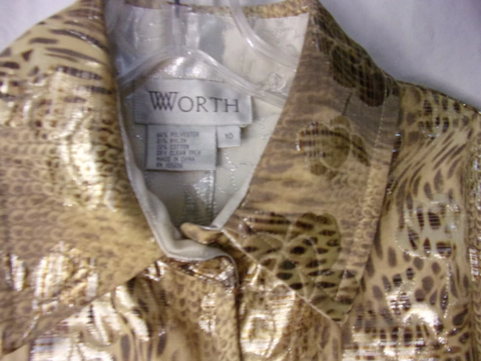 Traje Falda Vintage Worth Paris Dorado Estampado Leopardo 10/8 Fabuloso Traje Foto 3 de 4
