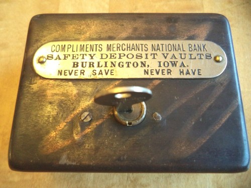 Antique Coin Bank Merchants National Bank Of Burlington Iowa 1 New Key 384 Ebay