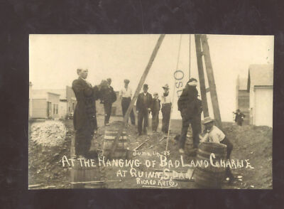 REAL PHOTO QUINN SOUTH DAKOTA BAD LAND CHARLIE HANGING SD POSTCARD COPY