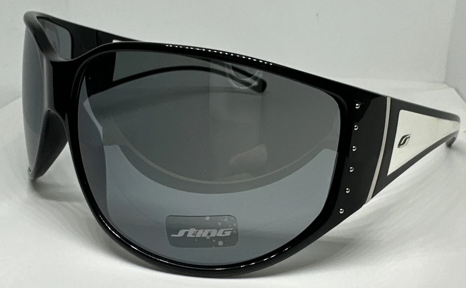 NEW Vintage STING SS 6299 Shield Sunglasses  Italy Oversized Shades Black /Clear - Image 2 of 4