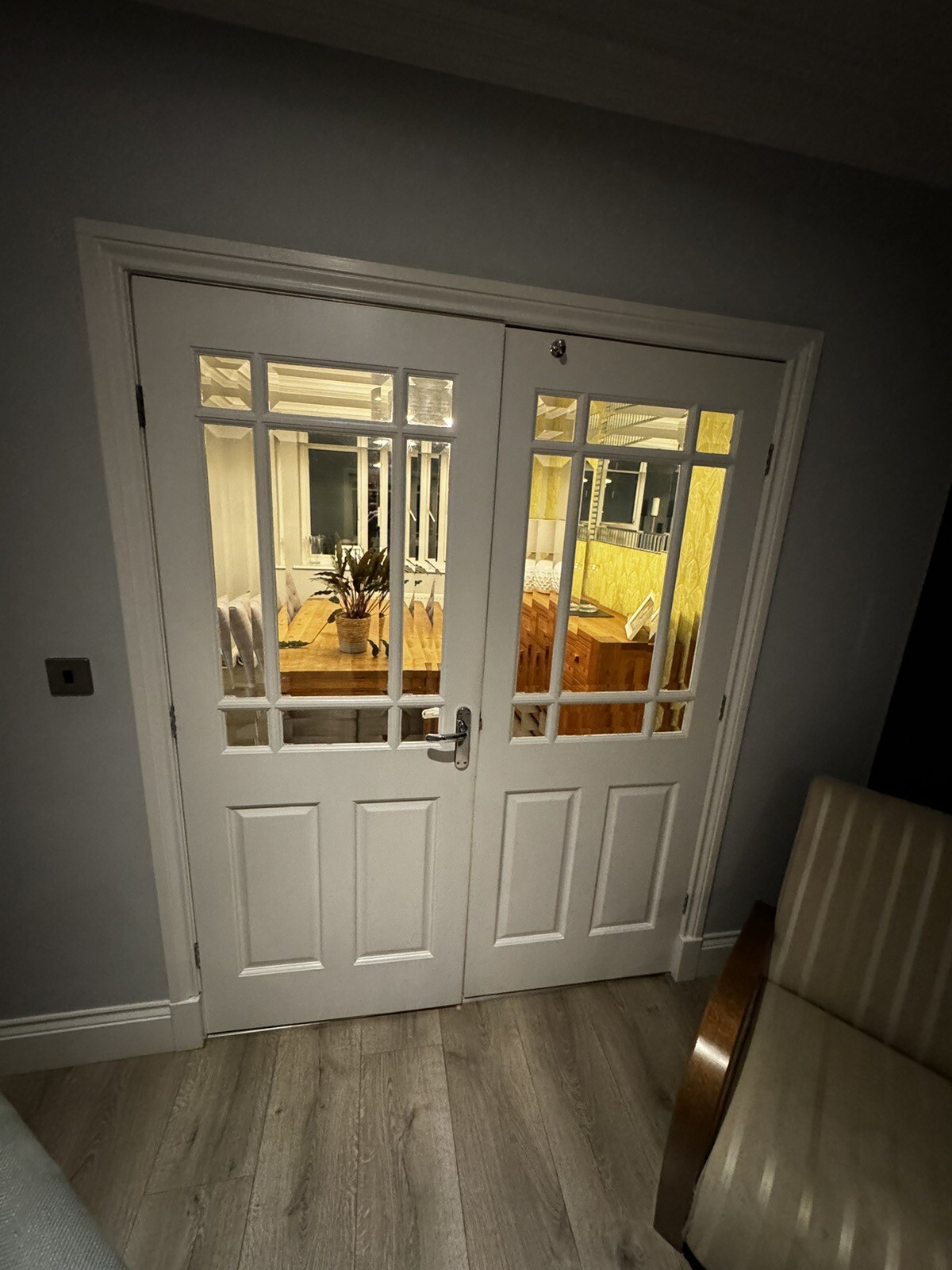 Double Internal White 195cm x 76cm Glass Glazed Panels Home French