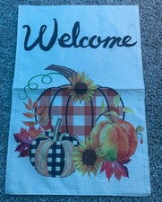 Welcome Autumn Banner. Harvest Pumpkin. 12.5 X 18.5 Inches. Window/ Door