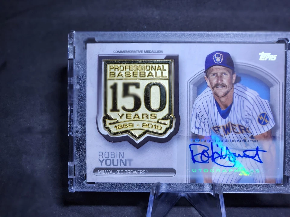 2019 Topps Series 1 Robin Yount 150th Anniversary Comm. Medallion Card Auto #/10 - Image 4 of 4