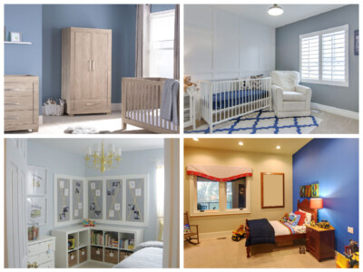 Blue Baby Room Wallpaper Cute Nursery Decor Plain Feature