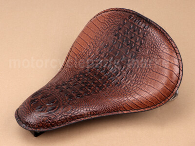 Bid4ze Motorcycle Brown Alligator Leather Solo Slim Seat Large