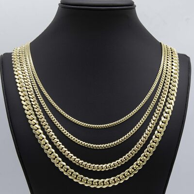 14K Gold Kettenhalskette Rope Chain mit Diamant-Schliff, Gelb/Weißgold