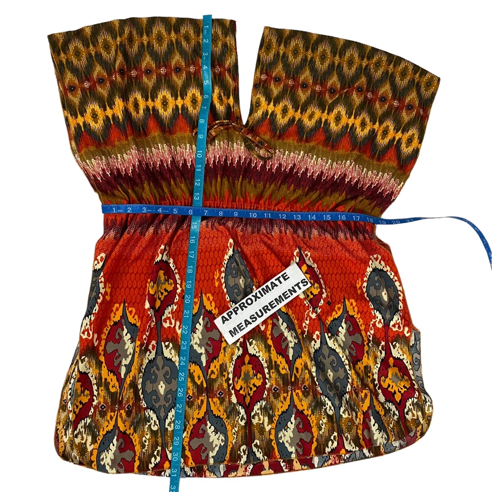 Metropolitan Top Womens XL Orange Boho Flowy Shirt Autumn Work Office Fall - Imagem 4 de 4