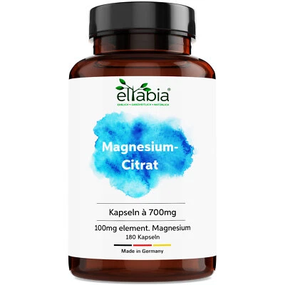 ELTABIA Magnesiumcitrat Kapseln 180 Stk Hochdos. 300mg Tagesdosis elementares Magnesium