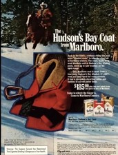 Vintage 1970s/ 1980s Marlboro Hudson Bay Coat 100% Pure Wool Antler Buttons 40