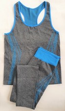 New Ladies Womens Gym Fitness Workout Sports Clothes Yoga Vest & Leggings Set