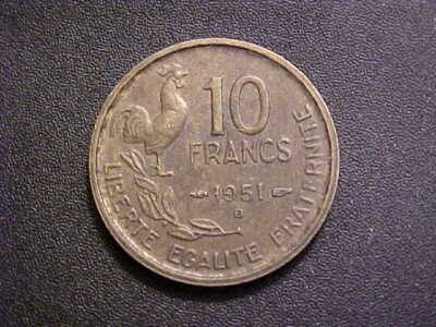 1951-B France 10 Francs KM# 915.2 -Nice High Grade Circ Collector Coin!-d9315xux