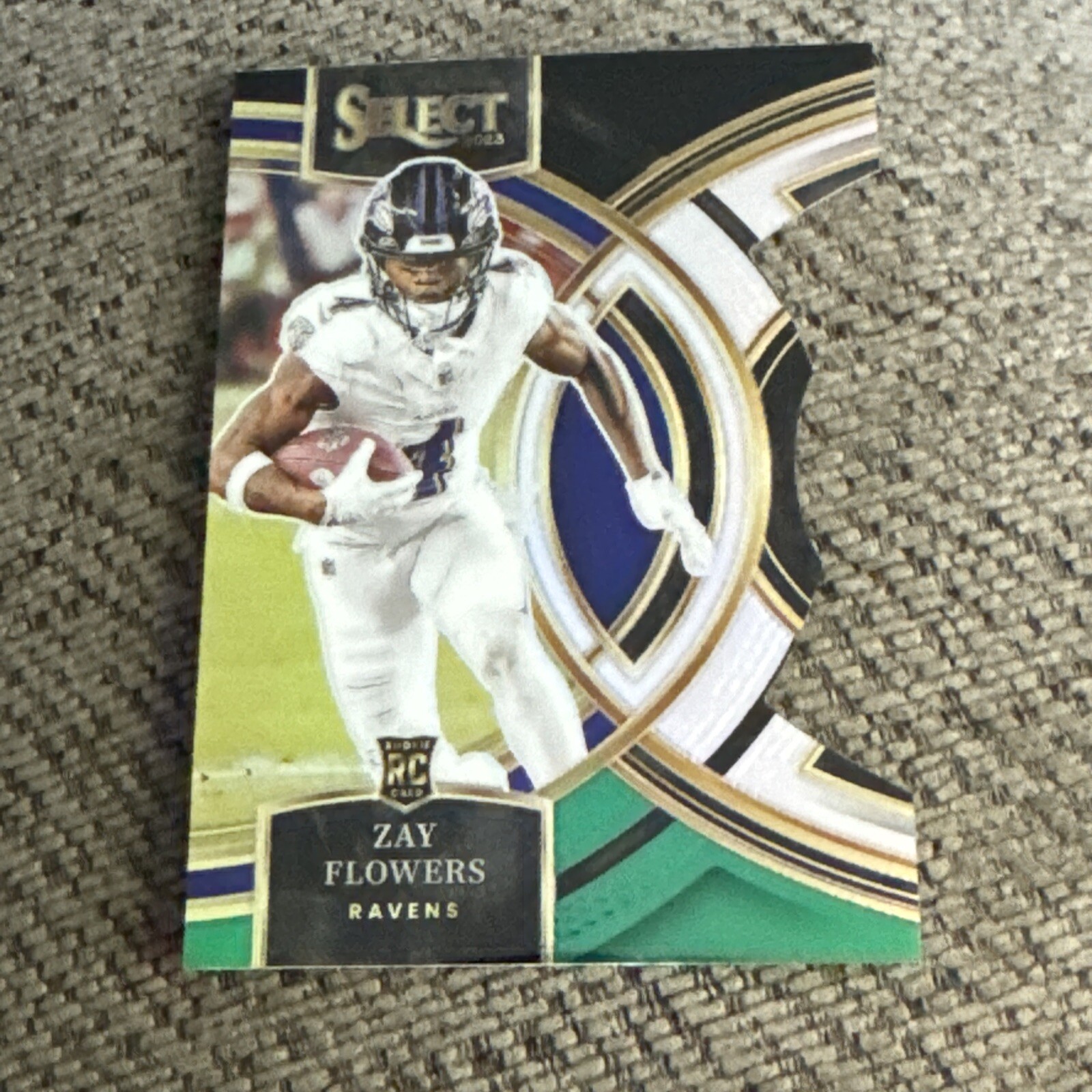2023 Select Premier Level Zay Flowers 157 RC Black/Green Prizm Die-Cut Ravens 2W