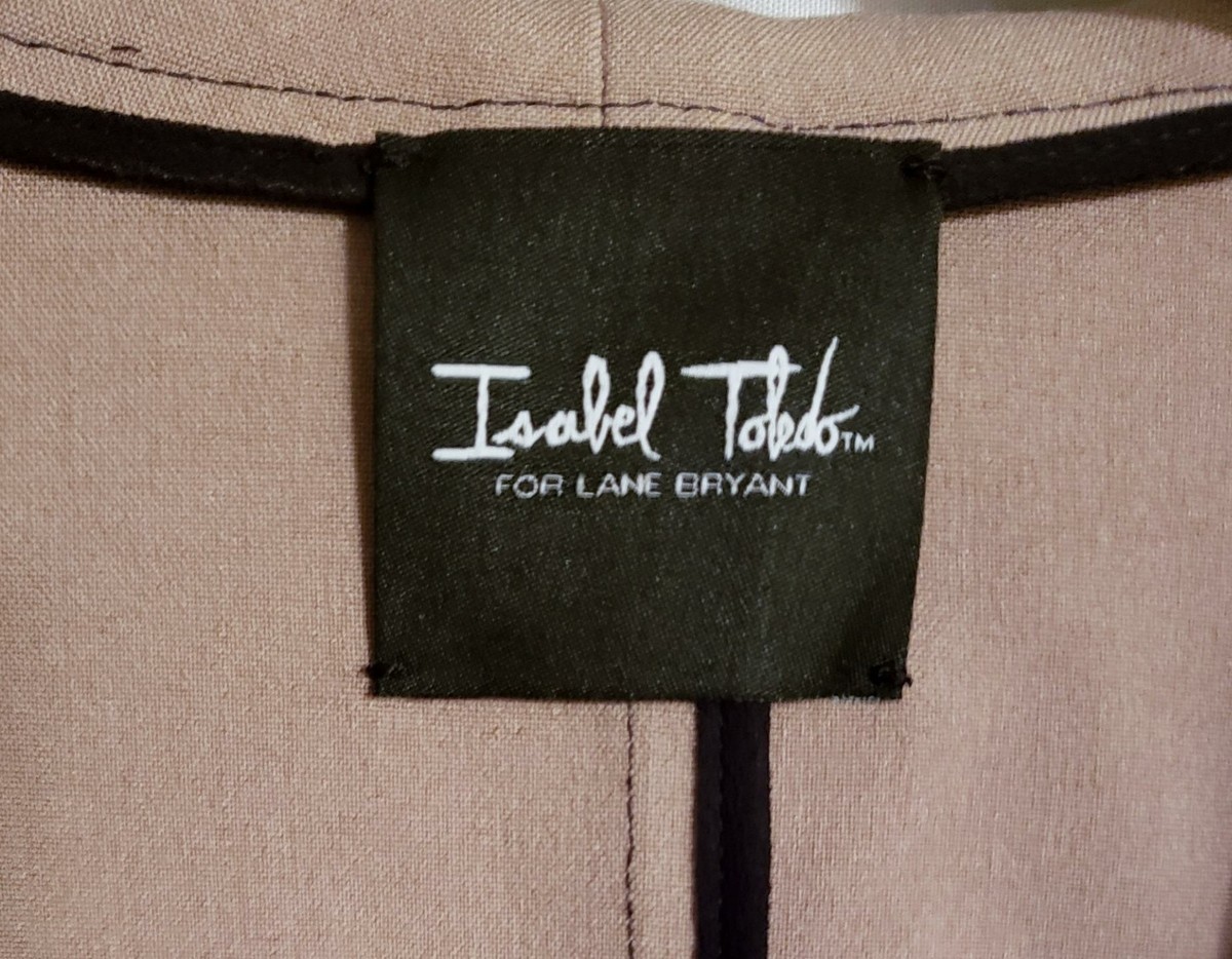 Manteau Col Châle Lane Bryant Isabel Toledo - Taille 20W, Couleur Taupe/noir, Occasion Excellent état