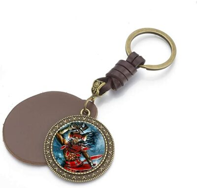Chango Antique Bronze Leather Keychain Zipper Pull  Settings Flat Round Pendant