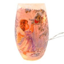 Stony Creek Decorative Lighted Glass Christmas Angel Cardinal 5" Vase DGA1204