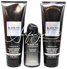 Bath  Body Works Black Tie 3 pc Body Spray Fragrance Ultimate Lotion Cream Mens