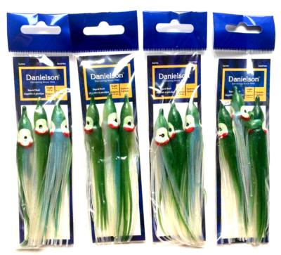 Danielson 4 PACKS 4.5'' Squid Bait Evergreen Pearl Glitter 3-Count SQD453136