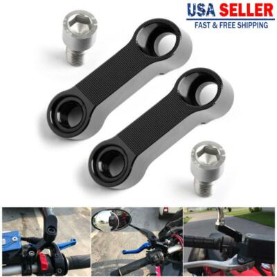 Pair ALU Motorcycle Mirror Extenders-Riser-Extension Black 10mm Fit for Honda