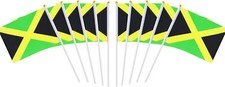 10 Pack Jamaica Jamaican Flags on Stick 5x8 Inch,Patriotic