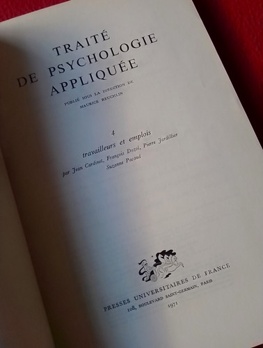 LIBRO EN FRANCÉS TRAITÉ DE PSYCHOLOGIE APPLIQUÉE MAURICE REUCHLIN 4 TRAVAILLEURS - Imagen 3 de 5