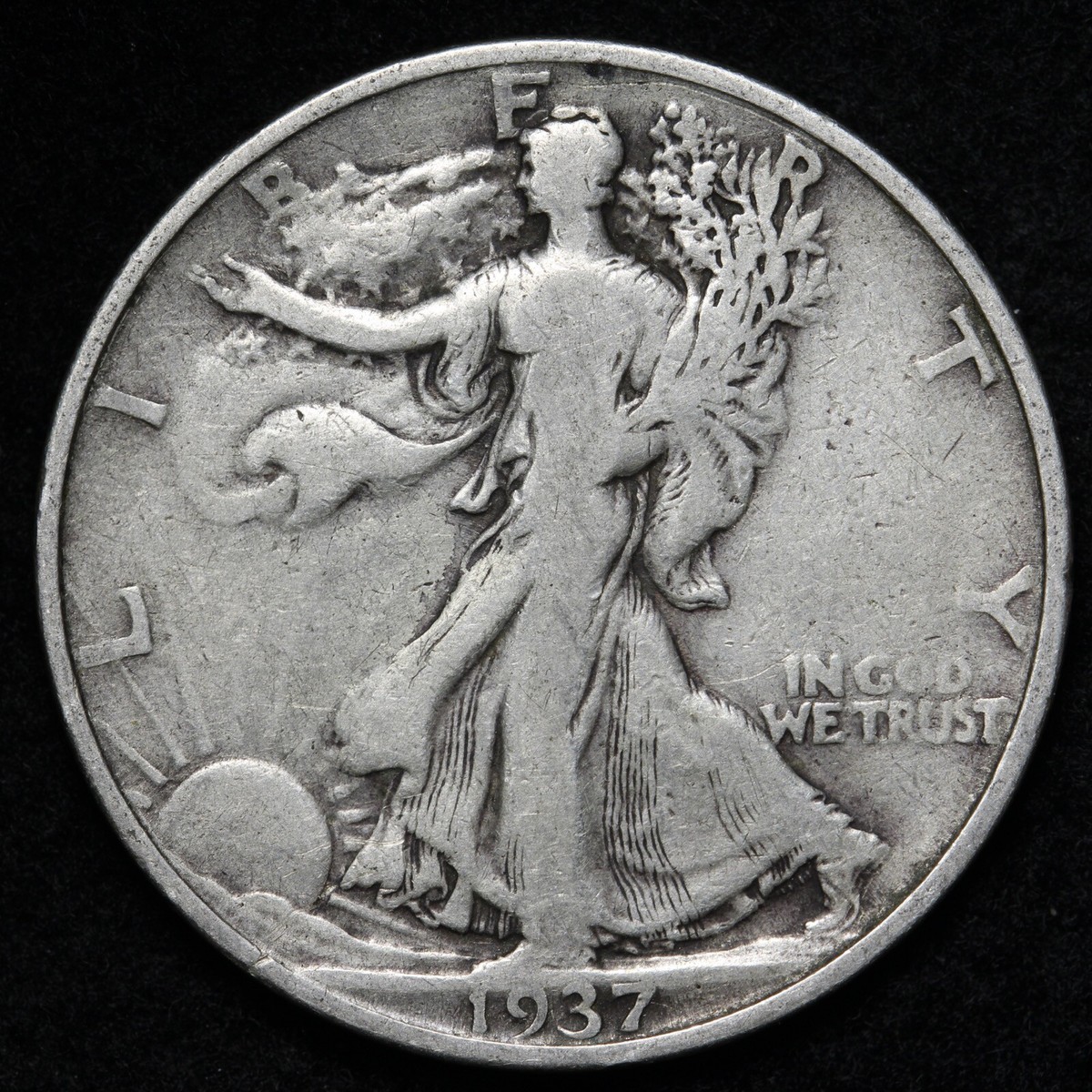 1937-S Walking Liberty SILVER Half Dollar Nice Circulated