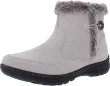 Khombu Women's Iris Suede Winter Faux Fur Ankle Boots Cream Taupe - NEW!!
