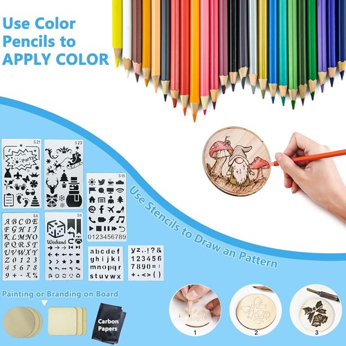 116PCS Wood Burning Kit for Embossing Carving Soldering DIY Creative Tool Set US - Picture 6 of 10