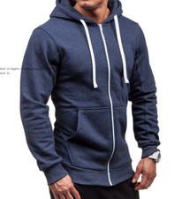 New Men's Zip Up Hoodie Lightweight Long Sleeve Basic Slim Fit Cotton SweatShirt
