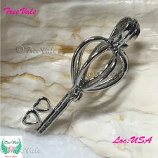 Sweet One Key - Silver Plated - Locket Pearl Cage Pendant - Hold 5mm - 8mm Pearl